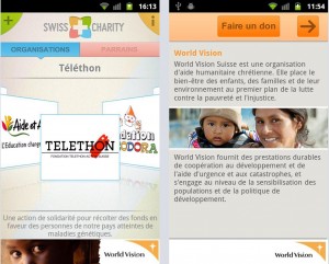 L'application Swiss Charity. L'application Swiss Charity.