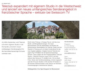Teleclub ouvre un studio à Fribourg. Teleclub ouvre un studio à Fribourg.