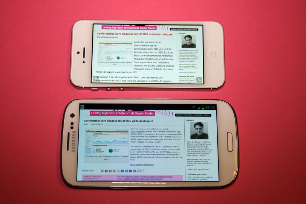 Samsung Galaxy SIII vs Apple iPhone 5: des écrans plus ou moins réussis... Samsung Galaxy SIII vs Apple iPhone 5: des écrans plus ou moins réussis...