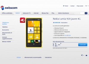 Le Nokia Lumia 920 en exclusivité chez Swisscom. Le Nokia Lumia 920 en exclusivité chez Swisscom.