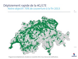 Le réseau 4G / LTE à fin 2013 tel que planifié par Swisscom.