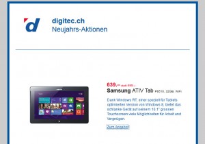 La Samsung Ativ Tab dès 639 francs. La Samsung Ativ Tab dès 639 francs.