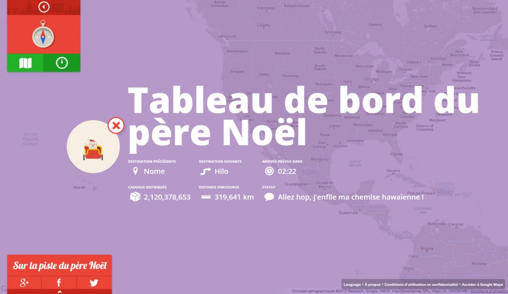 Le Tableau de bord du père Noël, selon Google. Le Tableau de bord du père Noël, selon Google.
