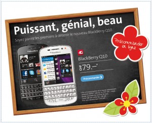 Le BlackBerry Q10 chez Swisscom.
