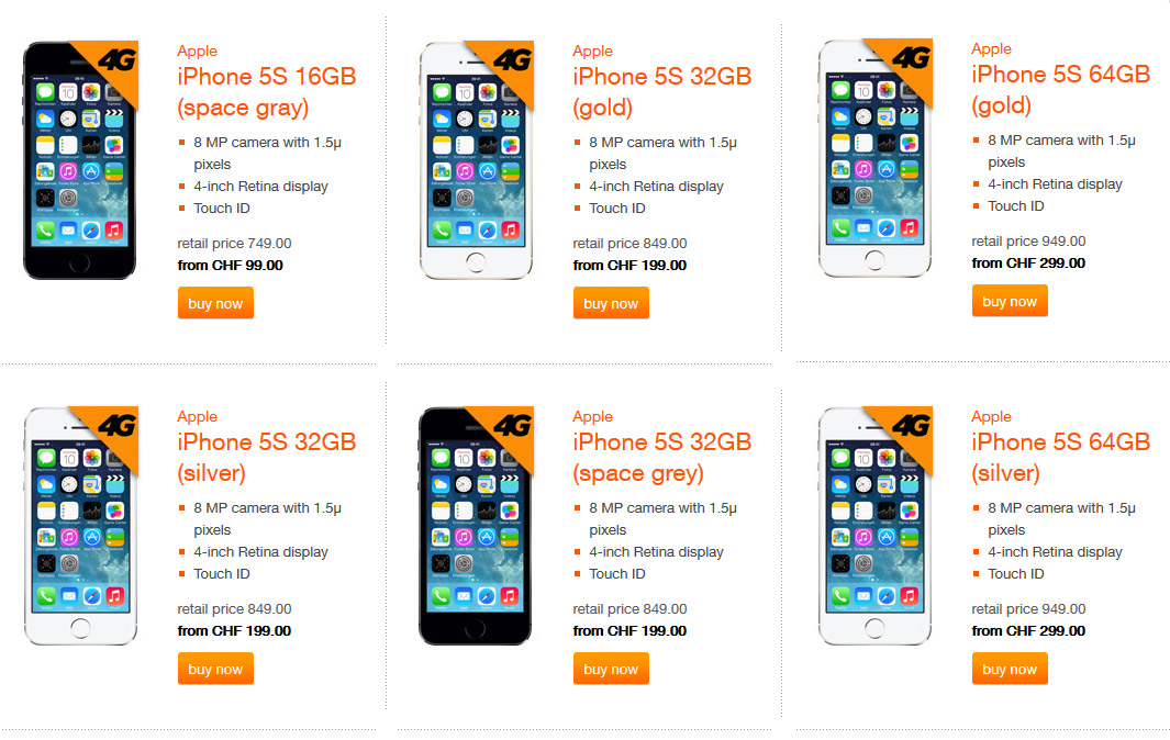 iPhone 5S en Suisse: quelques prix dÃ©jÃ  chez Orange, toujours trÃ¨s ...